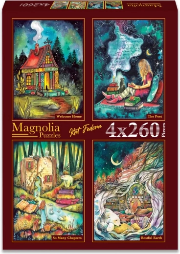 Magnolia puzzel Terugkeer naar huis, Ziel van de dichter, Een verhaal vol hoofdstukken en Rustig land (4×260 stukjes)