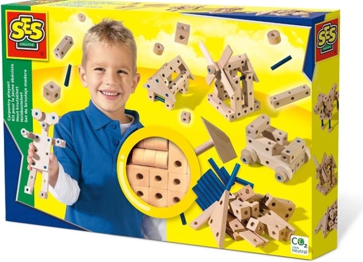 SES Creative kleine timmerwerkplaats – houten constructiebouwset