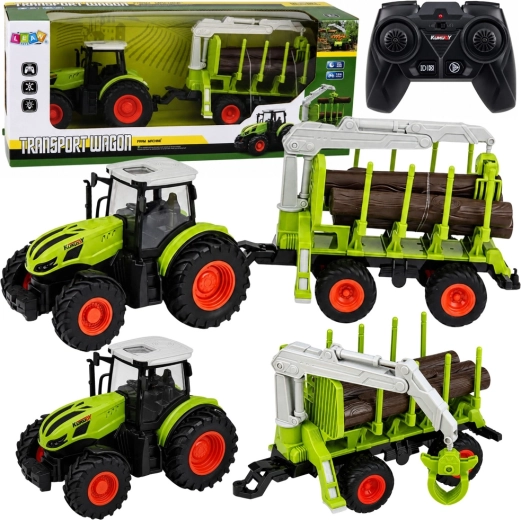 Tracteur RC avec remorque forestière et grappin à bois 1:24