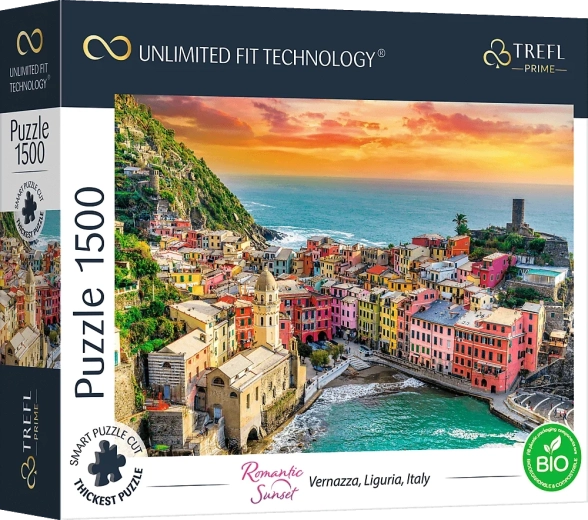 Puzzle Trefl UFT Coucher de soleil romantique : Vernazza, Ligurie – 1500 pièces