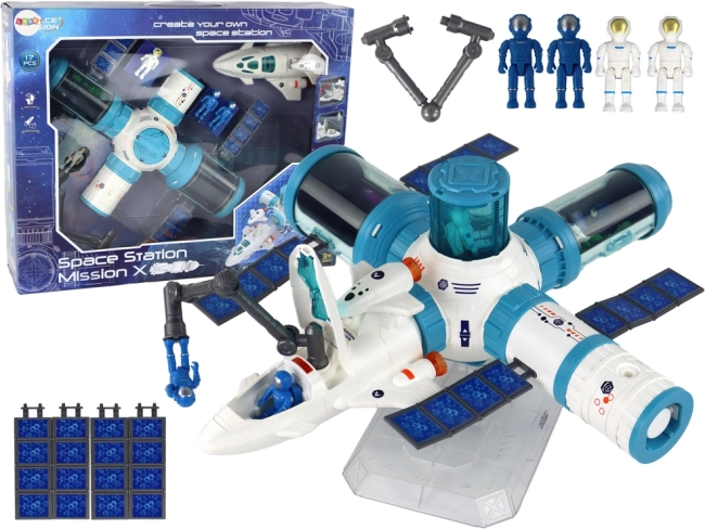 Space Station with Rocket – 17-Piece Set with Light and Sound Effects