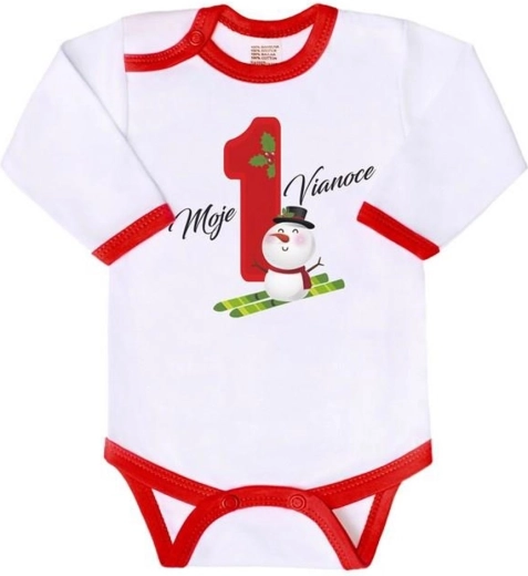 New Baby printed baby bodysuit My First Christmas, long sleeves, size 62