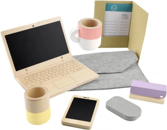 Fisher-Price Wooden Work-from-Home Set for Kids (9 Pieces)