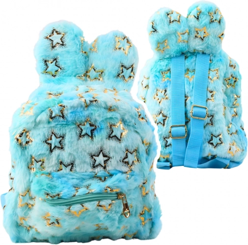 Kinderpluchen rugzak met gouden sterretjes blauw