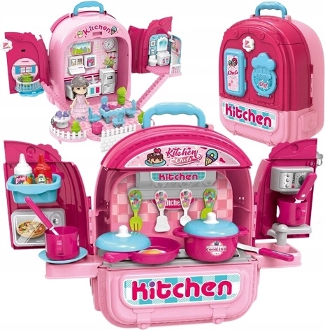 Kids’ kitchen and playhouse in a backpack 3-in-1