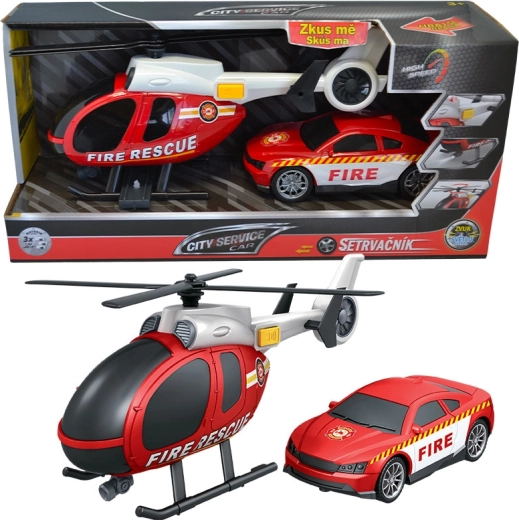 Set de pompiers hélicoptère et voiture 1:14 CITY SERVICE CAR