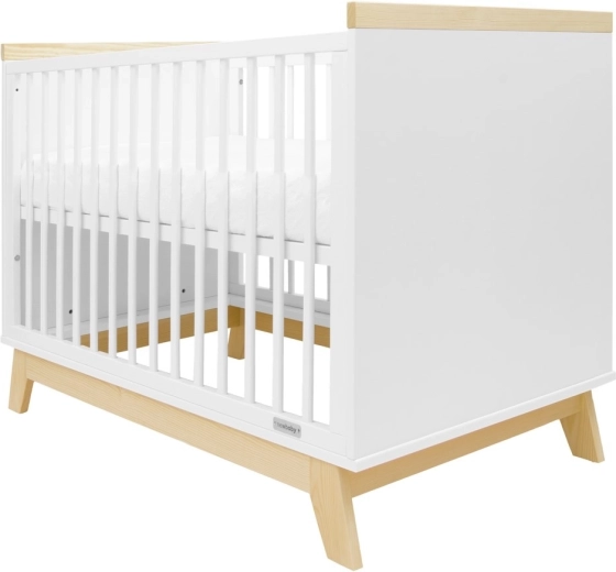 Children's cot with guardrail NEW BABY Marcus 120 × 60 cm white/natural
