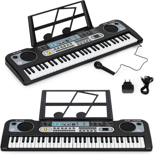 Grand clavier électronique pour enfants avec microphone et alimentation, 61 touches