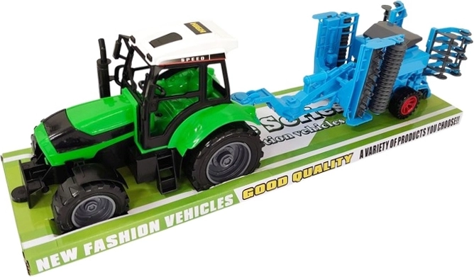 Kids’ tractor with add-on farm implement