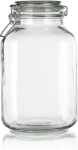 Erea square glass airtight storage jar 3 L with swing-top closure