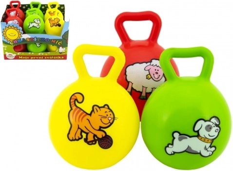 balle avec poignée et hochet mes premiers animaux, 10 cm