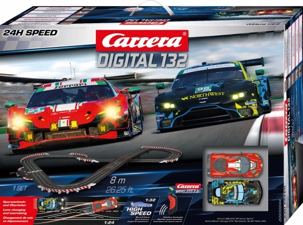 Carrera Digital 132 slot car track 24H Speed 8 m with BMW M4 GT3 and Aston Martin Vantage GT3