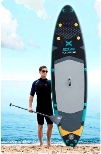 Tout dans le pack : pagaie, pompe, leash et sac à dos