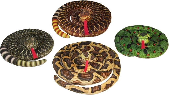 Plush Snake 145 cm – realistic scale print, 4 color variants