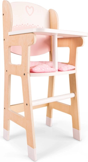 Houten kinderstoeltje voor poppen met kussentje