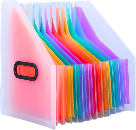 Pion File Organizer for Documents with Color Tabs and Pockets A4