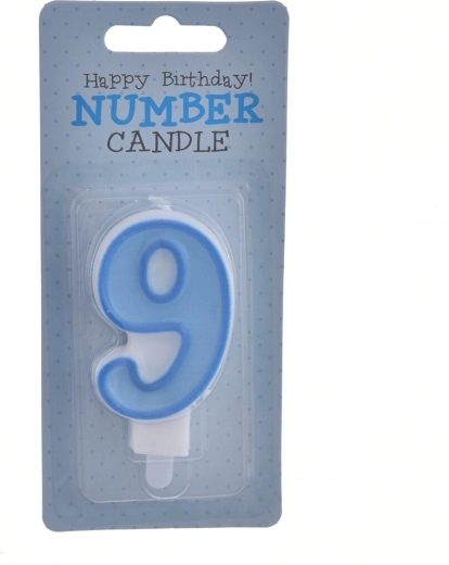 Number 9 blue cake candle 7 cm