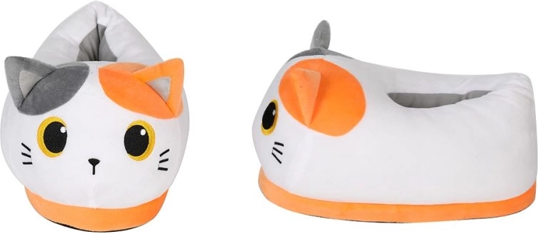 Plüsch-Hausschuhe orange Katzen