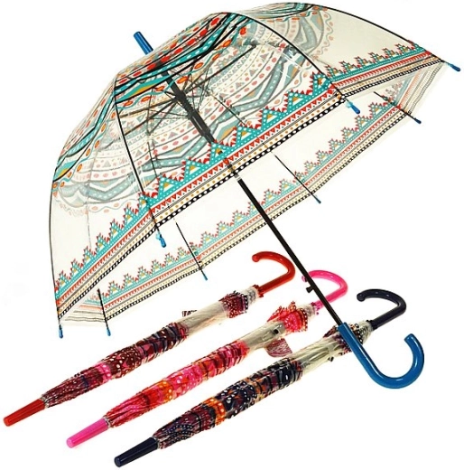 Parapluie transparent avec motif ethnique