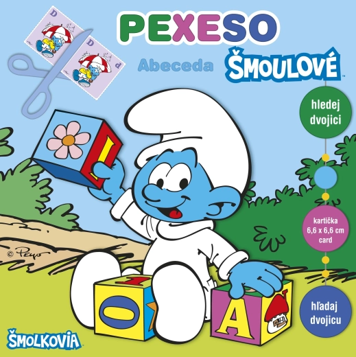 Mémo en cahier Alphabet des Schtroumpfs avec maxi cartes