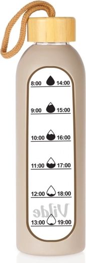 Vilde glass water bottle with beige silicone sleeve 600 ml