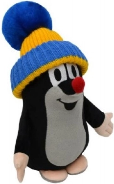 Little Mole with Blue-Yellow Beanie, 25 cm