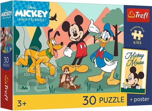 Trefl Disney Mickey en vrienden kinderpuzzel 30 stukjes + poster