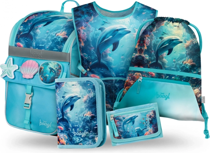 Baagl set of school supplies Zippy Dolphin