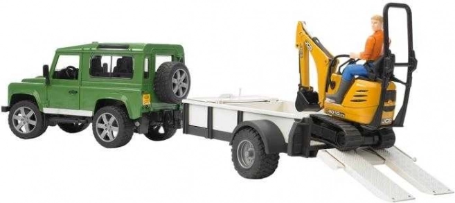 Spielset Bruder SUV und Ketten-Minibagger JCB mit Anhänger