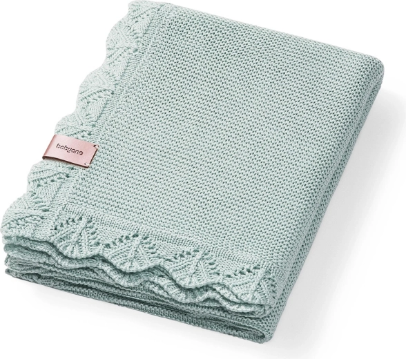 Babyono knitted bamboo blanket green 75 × 100 cm