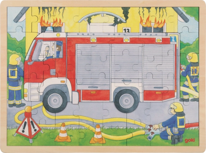 Layered wooden puzzle Firefighters at work 59 pieces GOKI