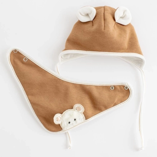 Bonnet de printemps pour bébé avec foulard New Baby Sebastian marron 9–12 mois