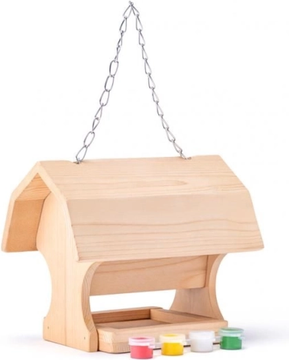Houten vogelvoederhuisje om te schilderen