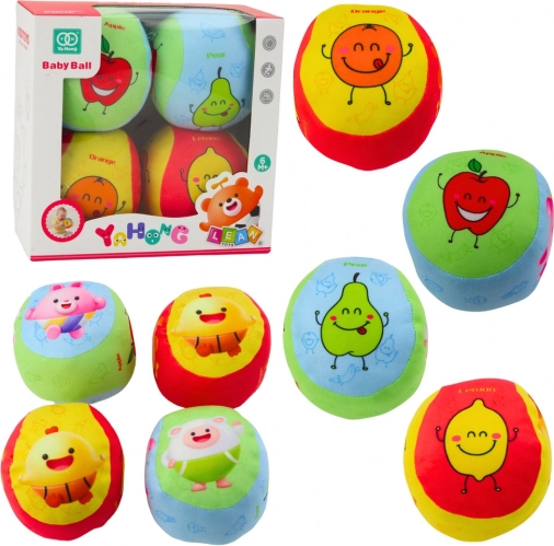 Set aus weichen Babybällen – Obstmotive, 4 Stk.