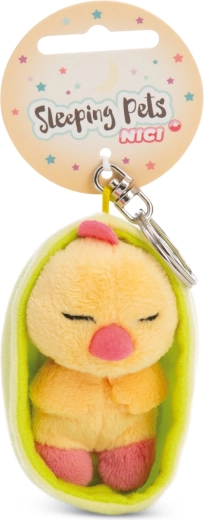 NICI Sleeping Pets plush keychain – sleeping chick in a green pouch 12 cm