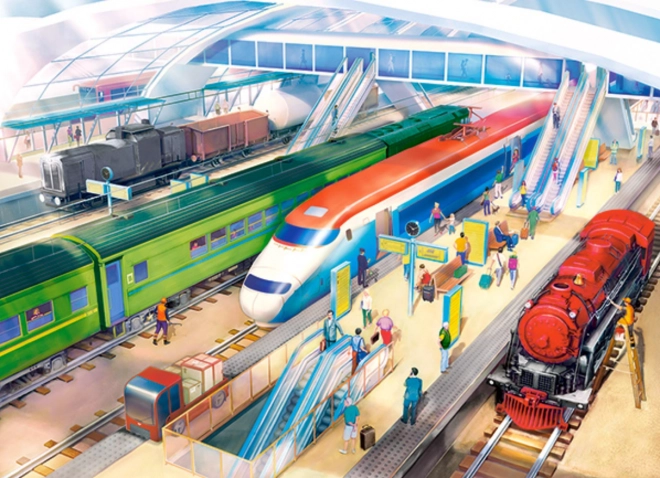 Puzzel 100 stukjes Treinstation