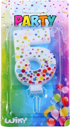 Bougie de fête numéro 5 à pois