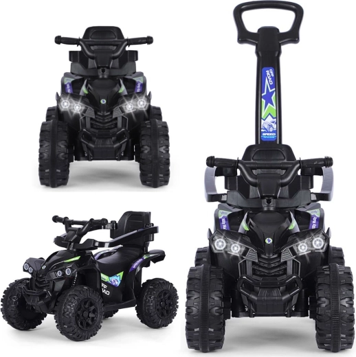 Milly Mally Wild 3-in-1 kinderloopauto met duwstang zwart