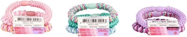 Kleurige gevlochten haarelastiekjes Create It! (3 stuks)