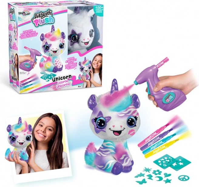 Airbrushstudio – creatieve knuffel-eenhoorn om in te kleuren