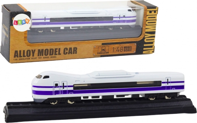 Modèle de train de collection en métal 1:48 blanc‑violet