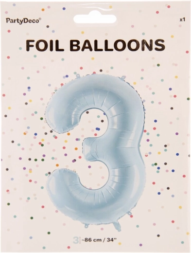Blue Number 3 Foil Balloon 86 cm