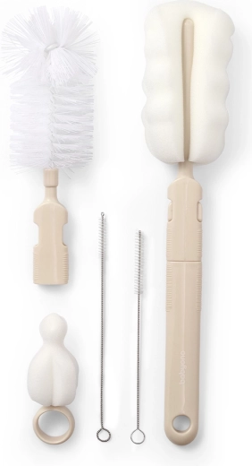 Babyono Bürstenset für Babyflaschen und Sauger mit abnehmbarem Griff beige
