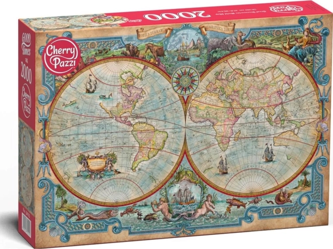 Puzzel CHERRY PAZZI wereldkaart van de grote ontdekkingsreizen 2000 stukjes