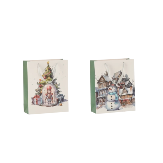 Cadeautas Frozen Christmas 18 × 24 × 8 cm – wintermotief, 12 stuks