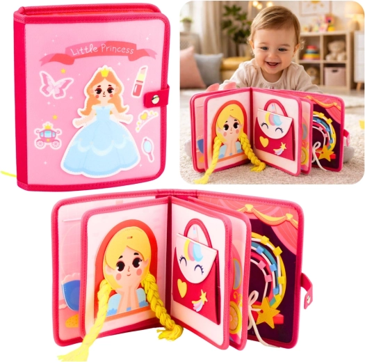 Zintuiglijk stoffen boekje Kleine Prinses – roze