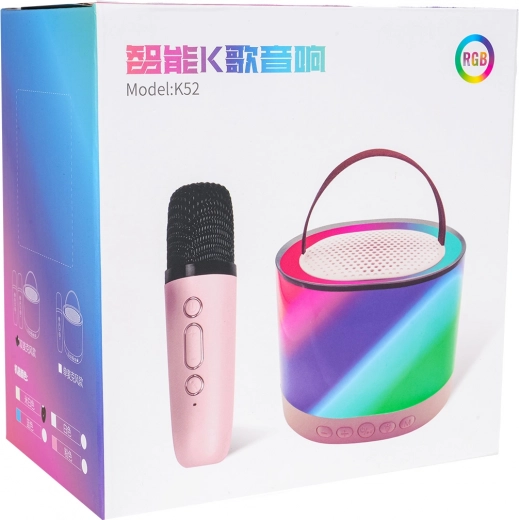 Karaokeset met draadloze microfoon en verlichte Bluetooth‑luidspreker
