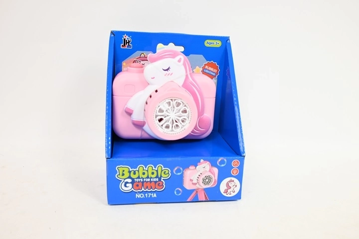 Roze bellenblaas in de vorm van een camera