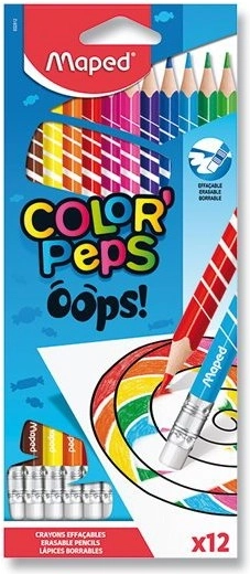 Crayons de couleur Maped Color'Peps Oops avec gomme 12 pcs