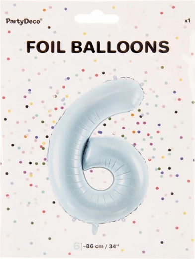 Blue foil balloon number 6, 86 cm